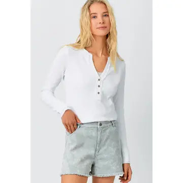 Washed Thermal Henley Top