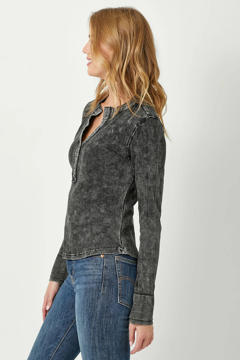Washed Thermal Henley Top