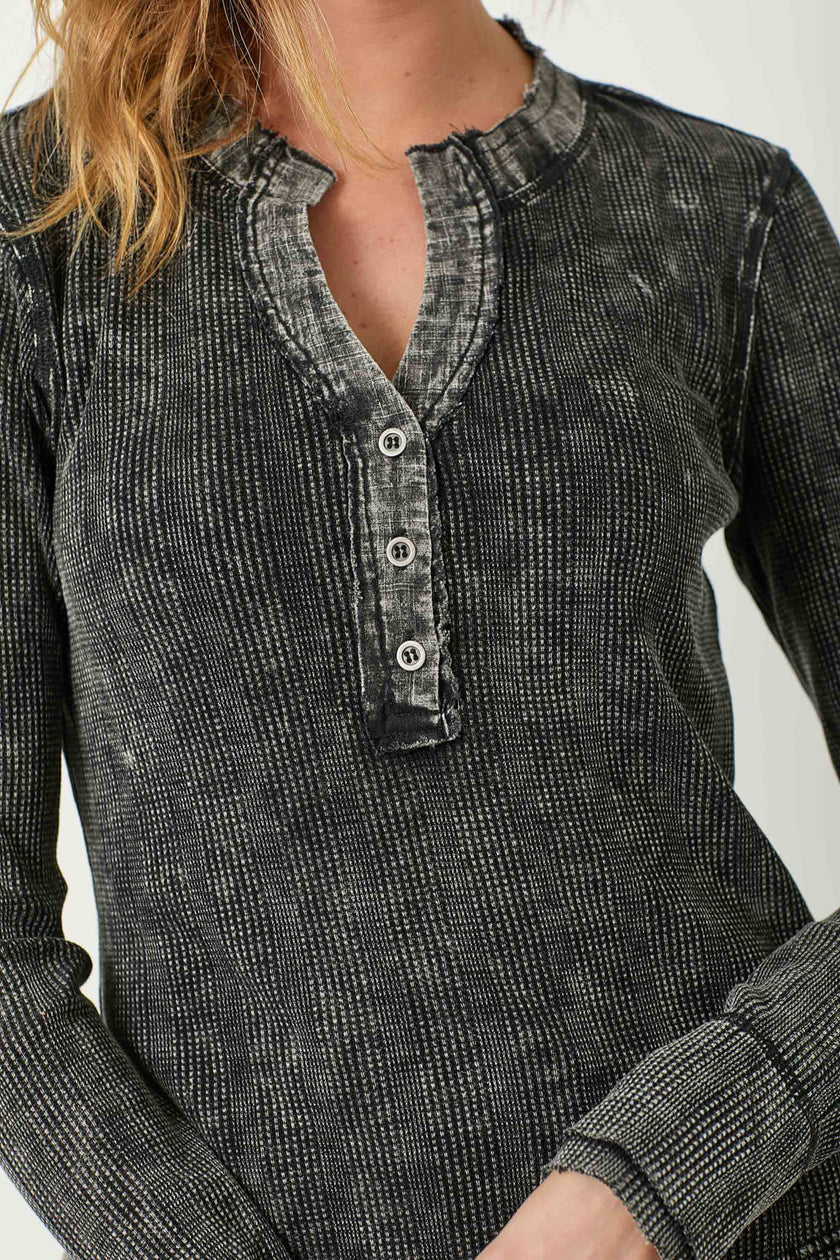 Washed Thermal Henley Top