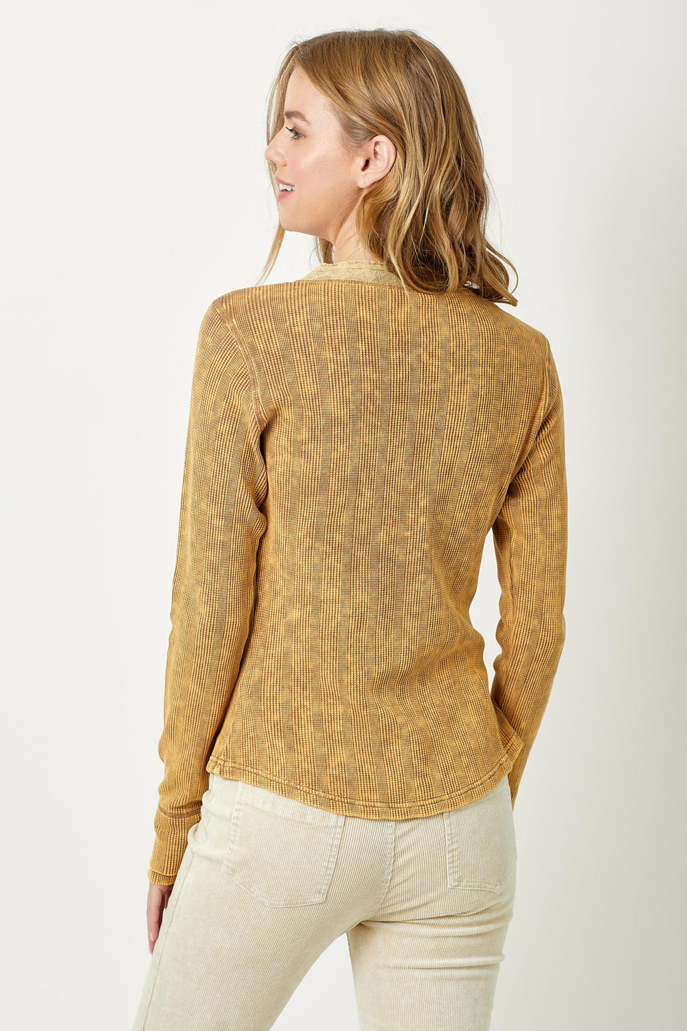 Washed Thermal Henley Top