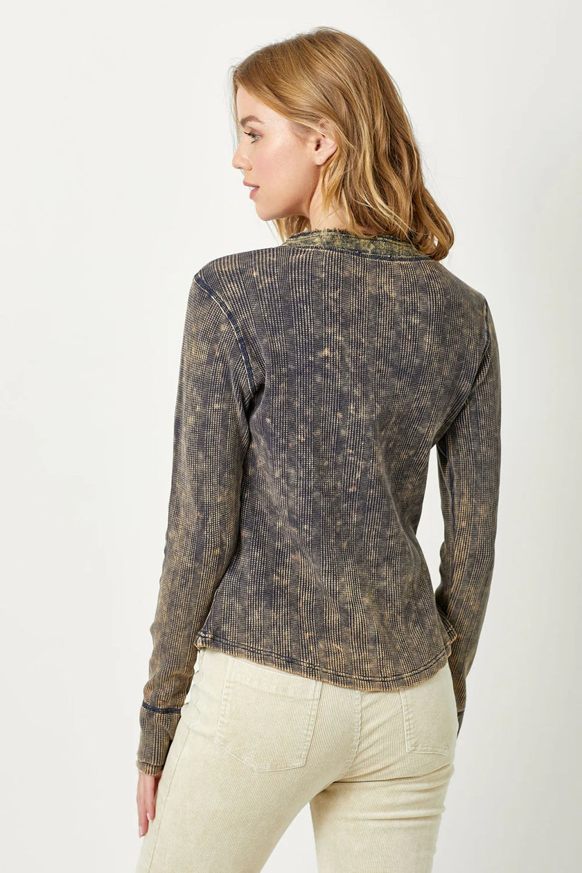 Washed Thermal Henley Top