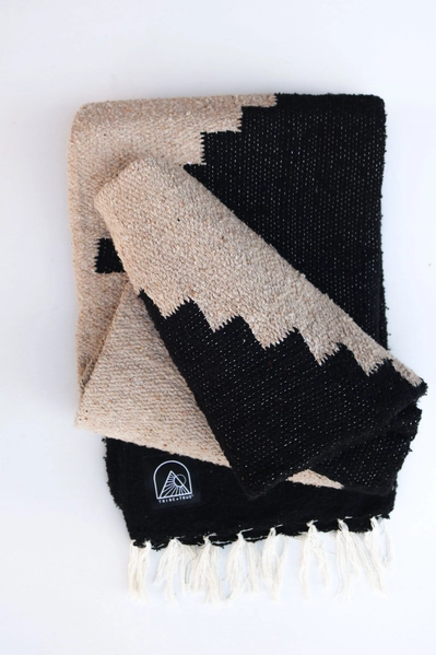 Tribe & True Blanket Adobe | Black + Tan folded