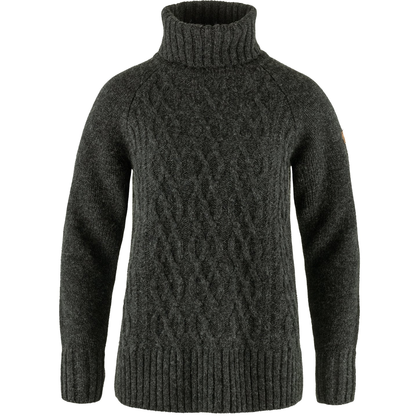 Ovik Cable Knit Roller Neck w | Dark Grey