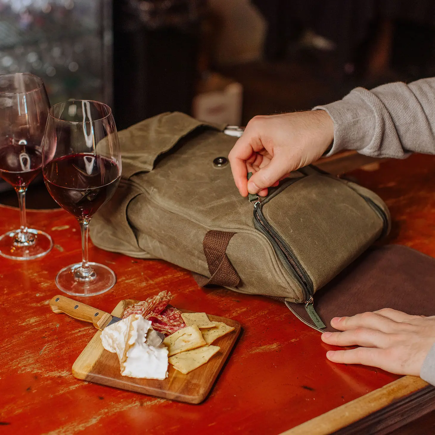 2 Bottle Insulated Wine & Cheese Cooler W Kit - Core display