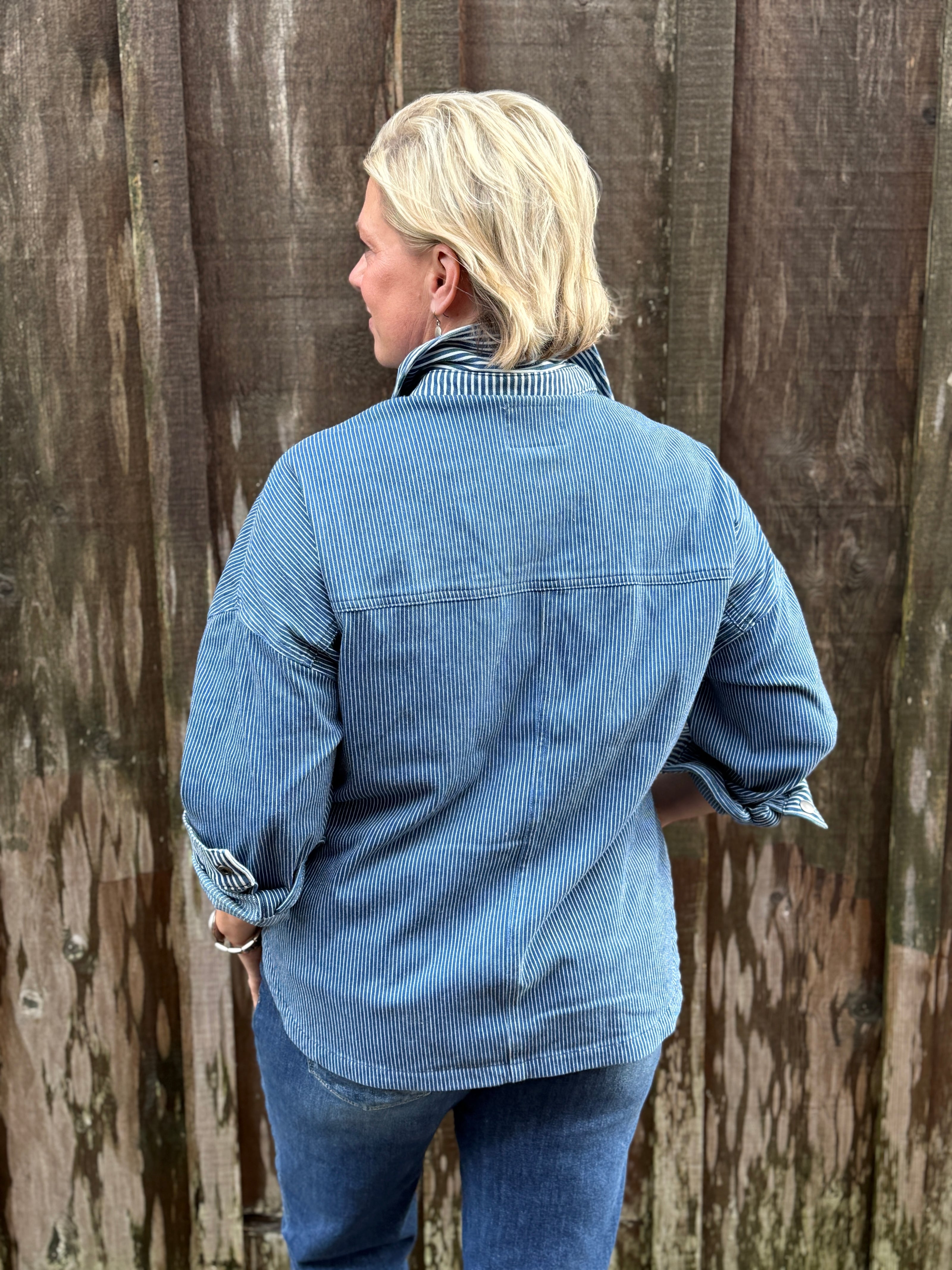 KEYPORT RAILROAD STRIPE KNIT SHACKET