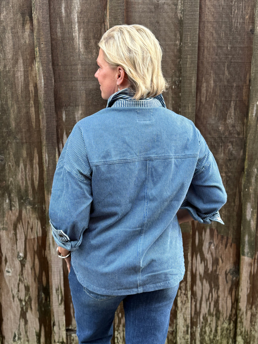KEYPORT RAILROAD STRIPE KNIT SHACKET