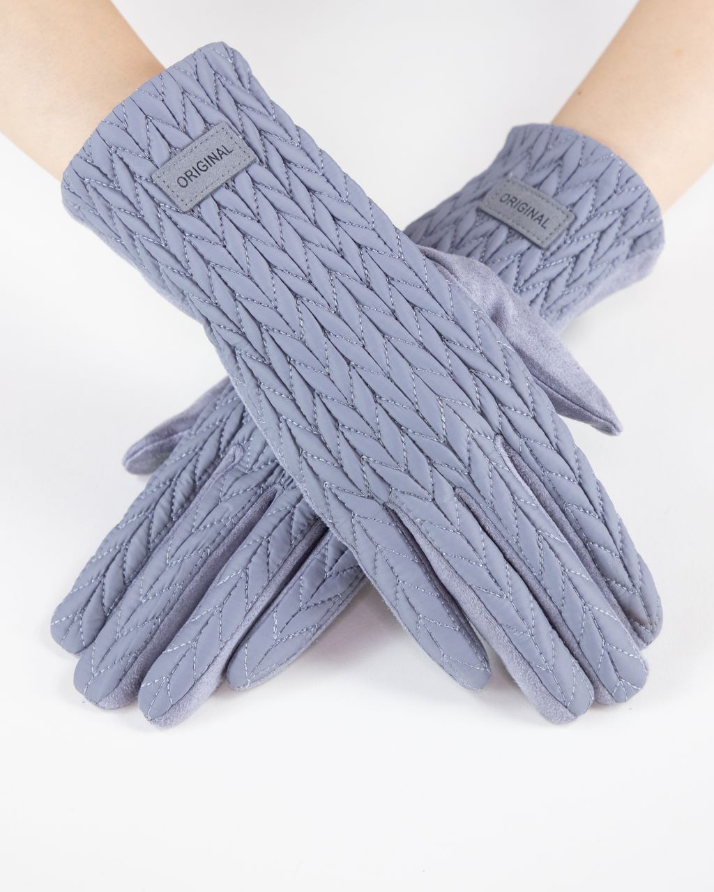 Stocking Stitch Texture Gloves gray