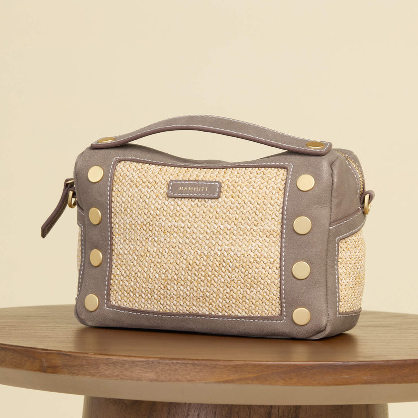 Evan Crossbody Sml-Pewter Raffia-BG