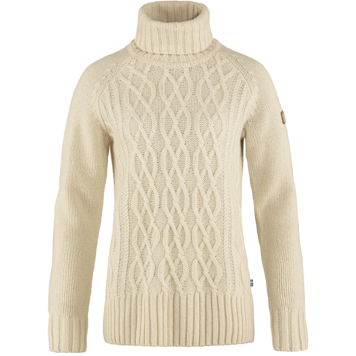 Ovik Cable Knit Roller Neck w | Chalk White front
