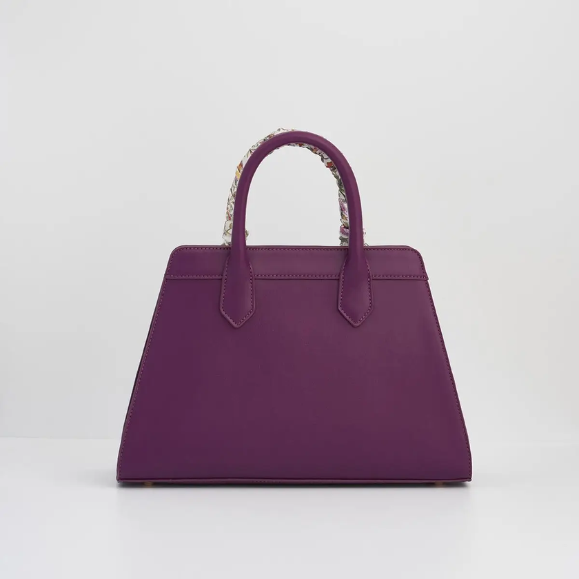 Floral Engravings Large Plum Tote back