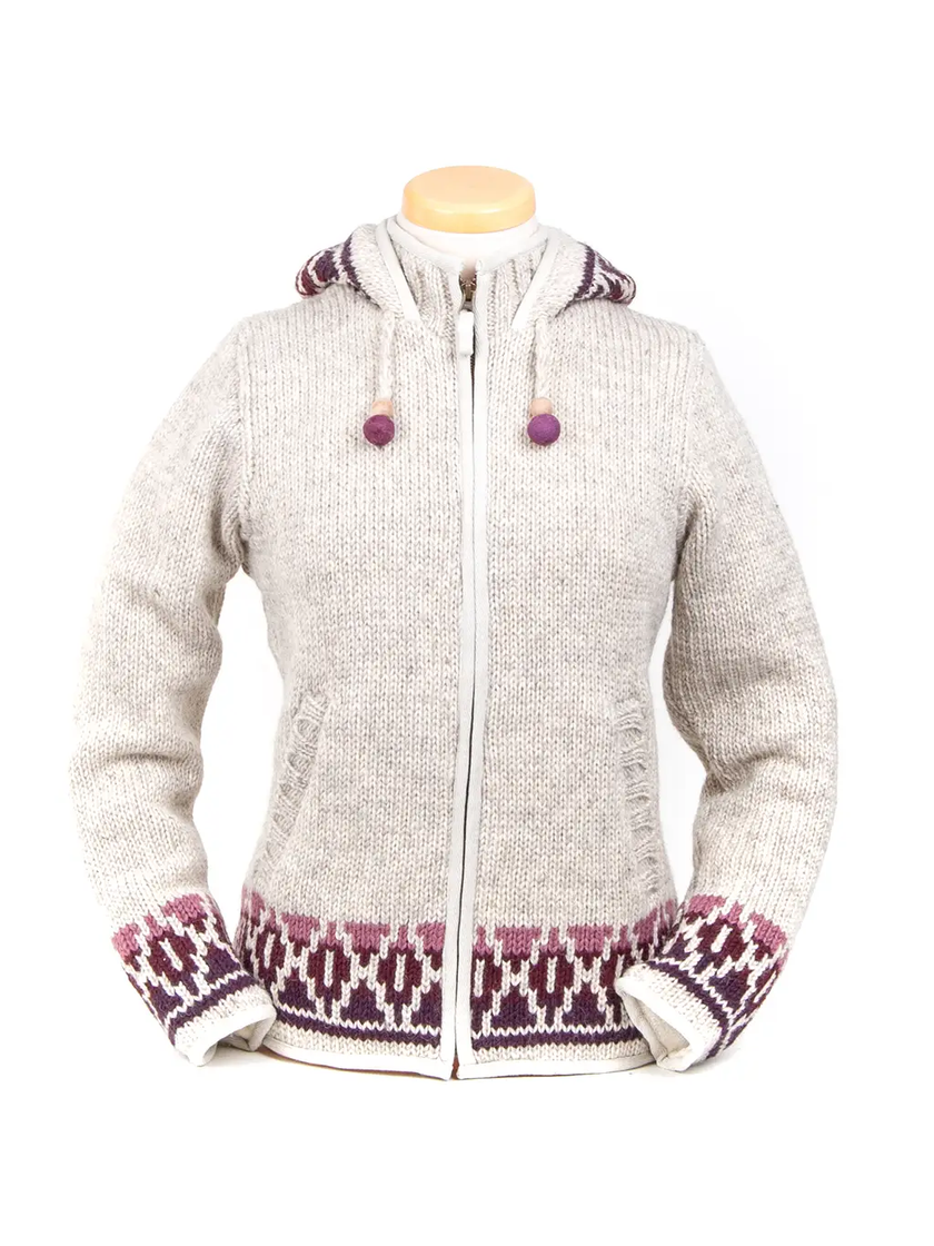 Misty Wool Knit Sweater with Lined Hood light natural front