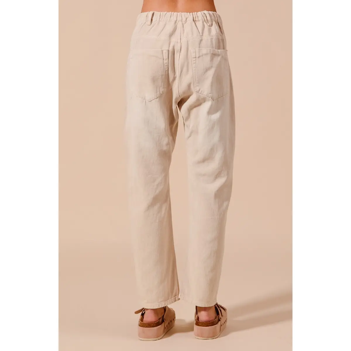 Vintage Washed Slim Barrel Pants with Front