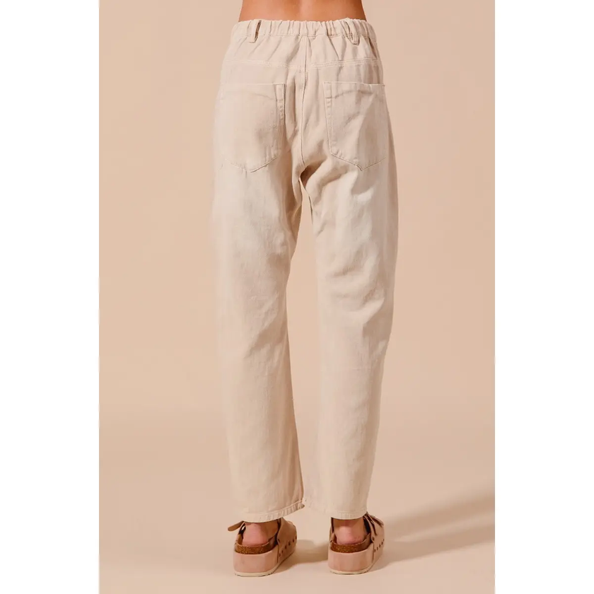 Vintage Washed Slim Barrel Pants with Front