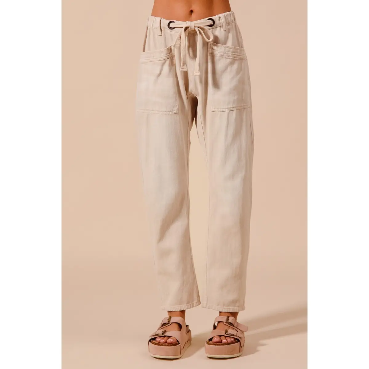 Vintage Washed Slim Barrel Pants with Front