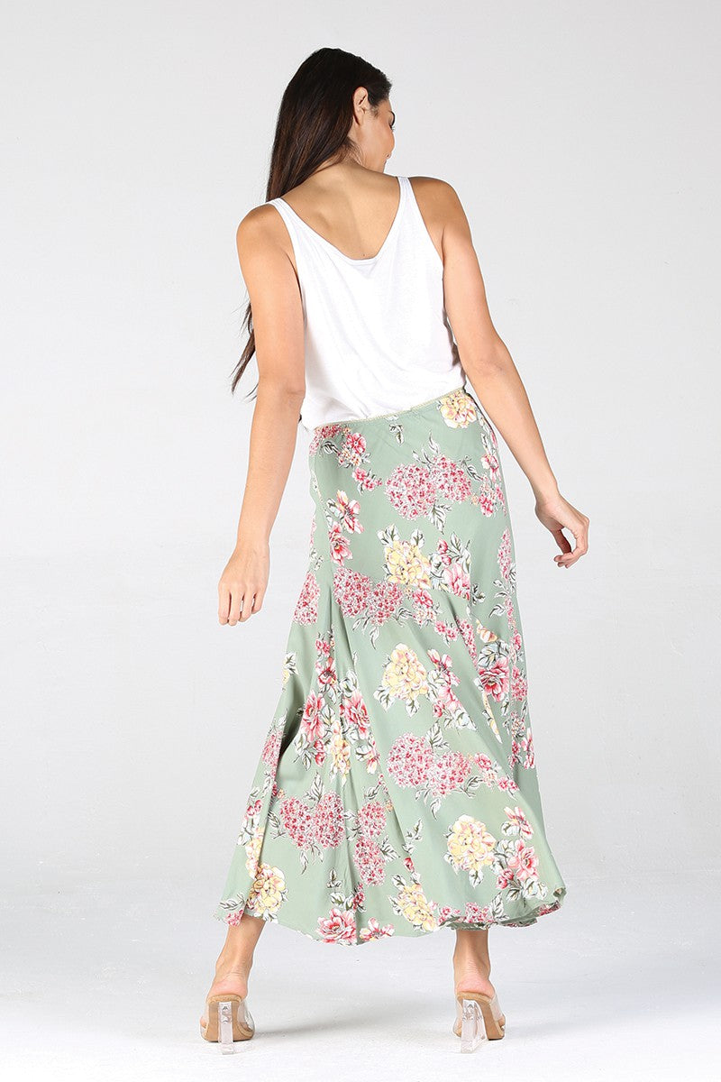 Jackie Fit & Flare Maxi Skirt green back
