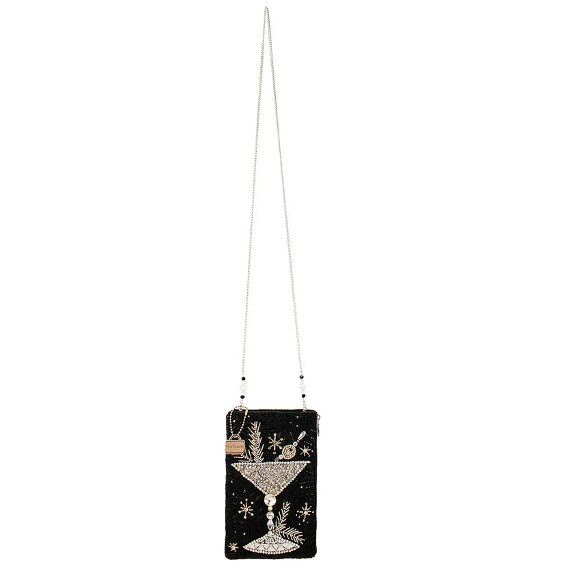 Holidaze Silver and Black Beaded Crossbody Phone Bag distance