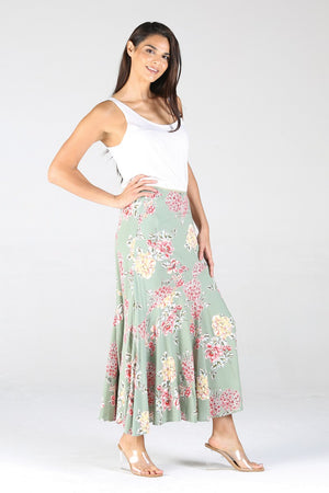 Jackie Fit & Flare Maxi Skirt green front