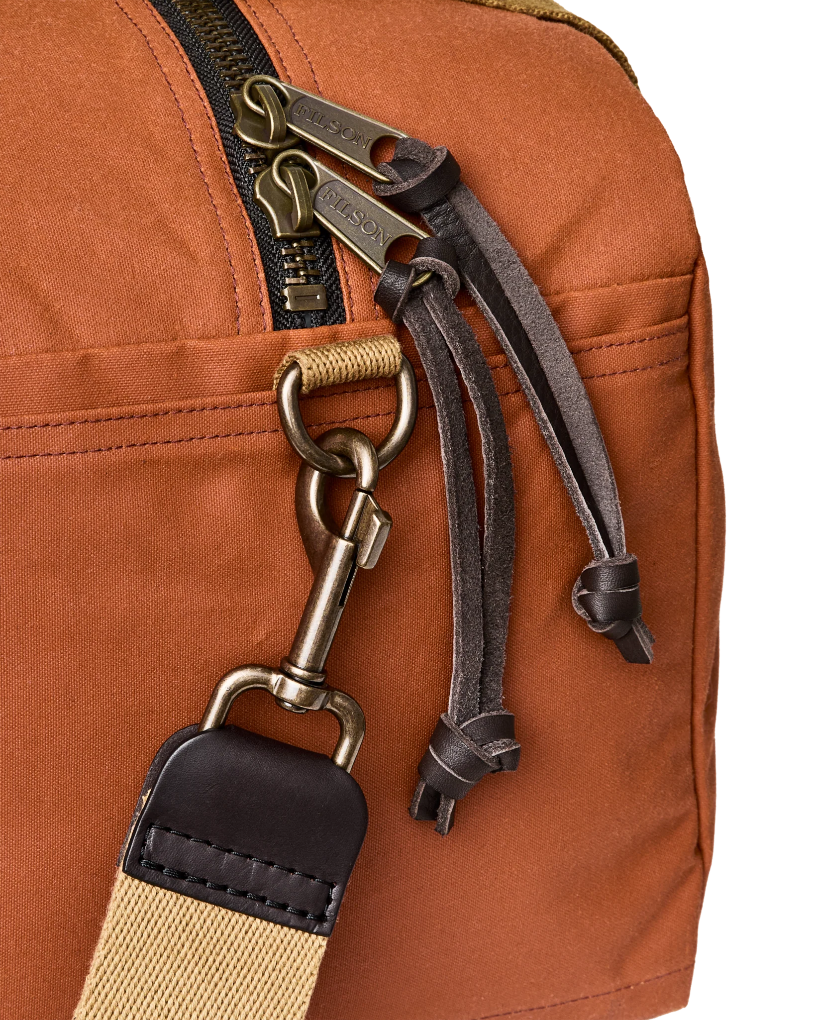 tin cloth small duffle bag rust close