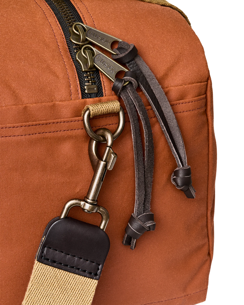 tin cloth small duffle bag rust close