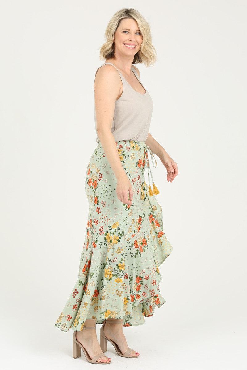 Siera Printed Wrap Maxi Skirt profile
