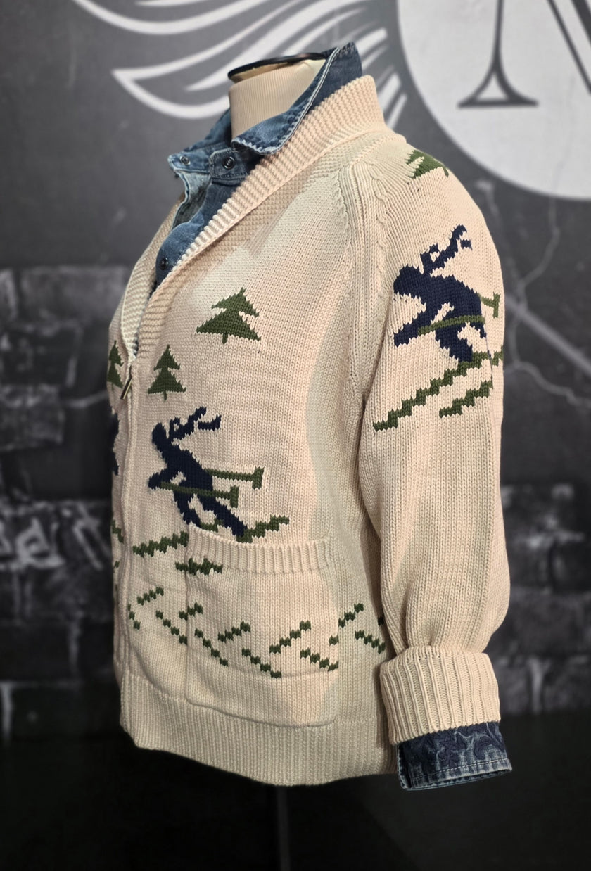 Ski Zip Cardigan ivory multi side