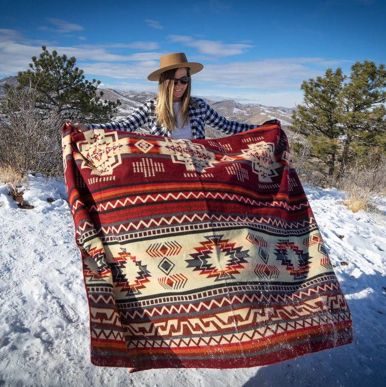 Andean Alpaca Wool Blanket - Wildfire - Red & Cream – Rachelle M. Rustic  House Of Fashion