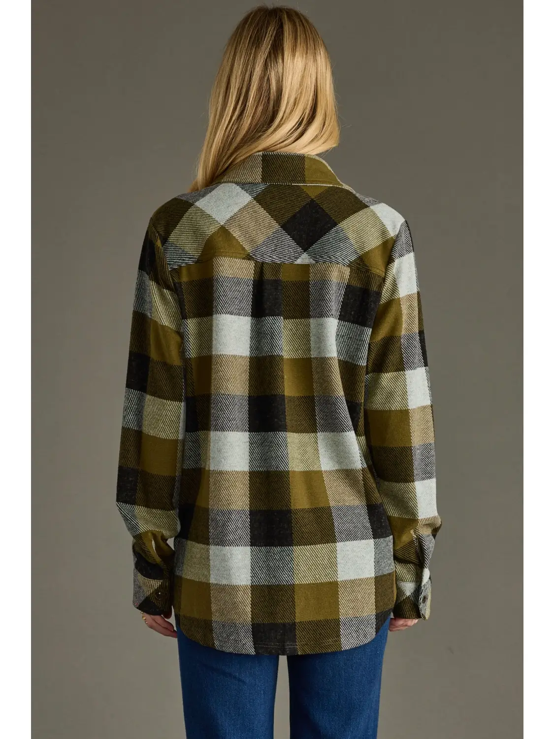 Olive & Black Plaid Button Up