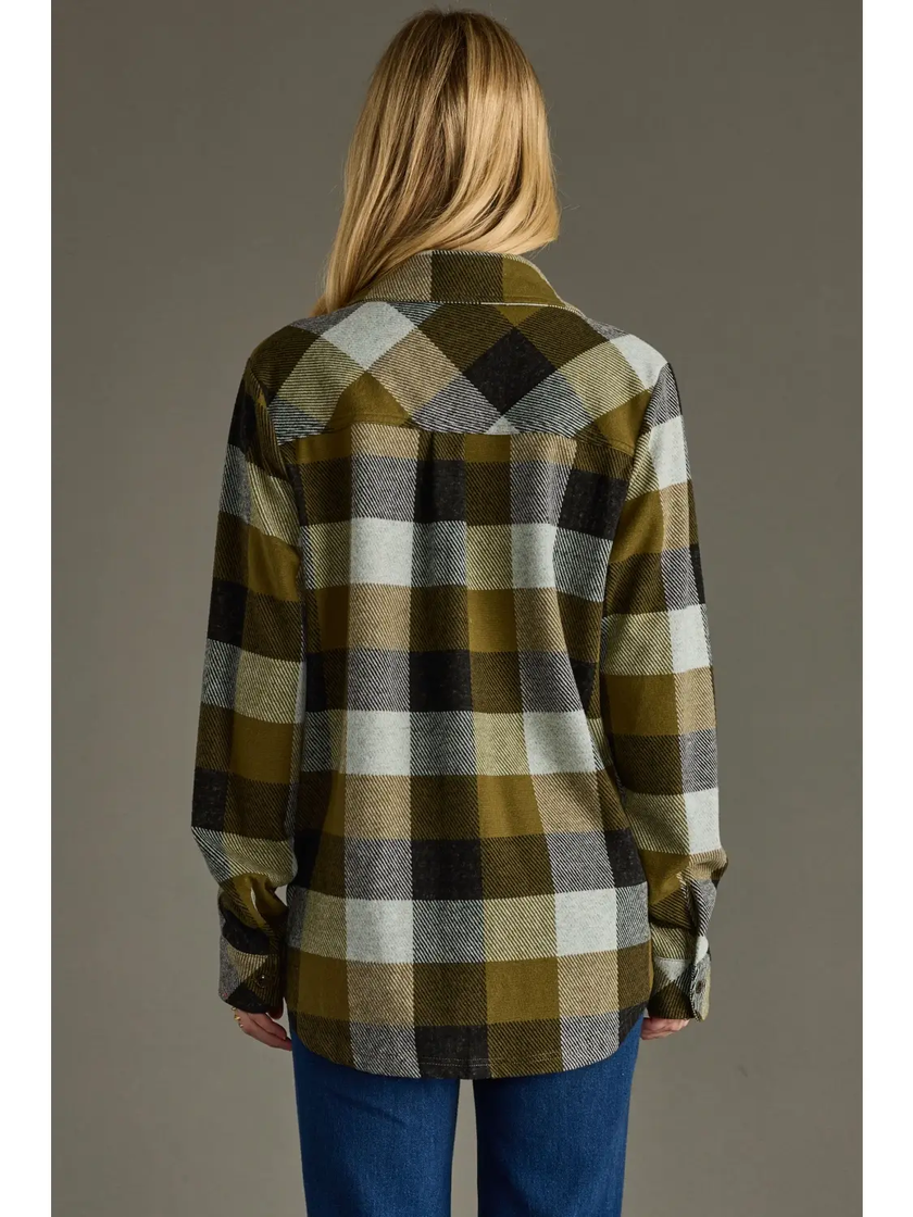 Olive & Black Plaid Button Up