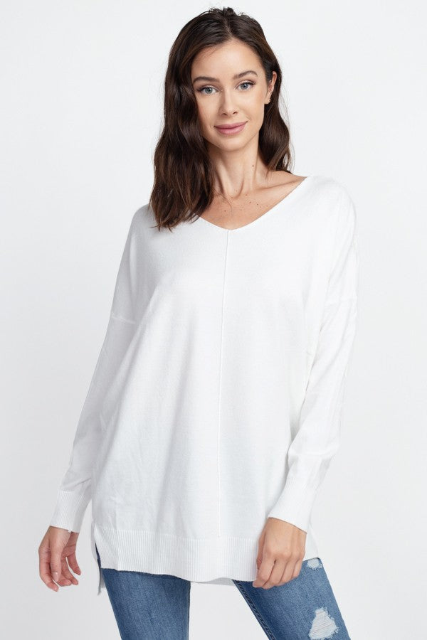 Christi Front Seam Sweater Off White
