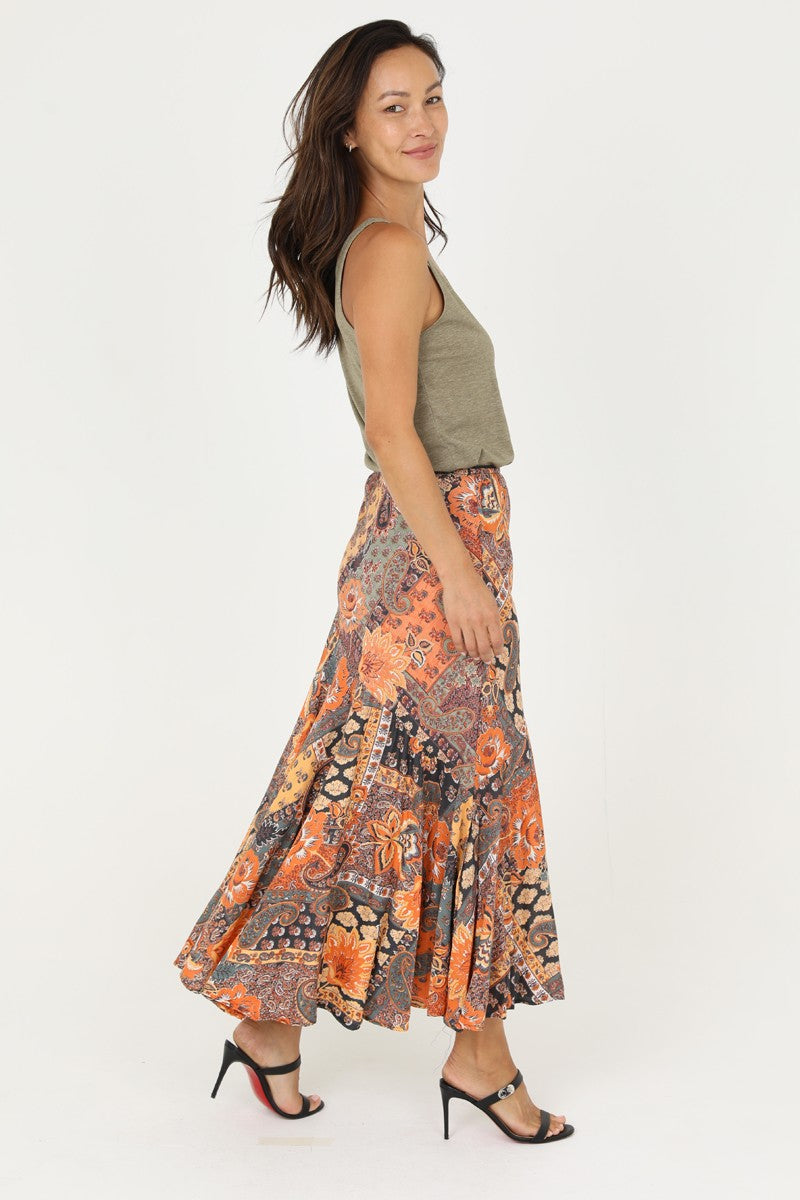 Geena Printed Maxi Skirt | Sunset profile