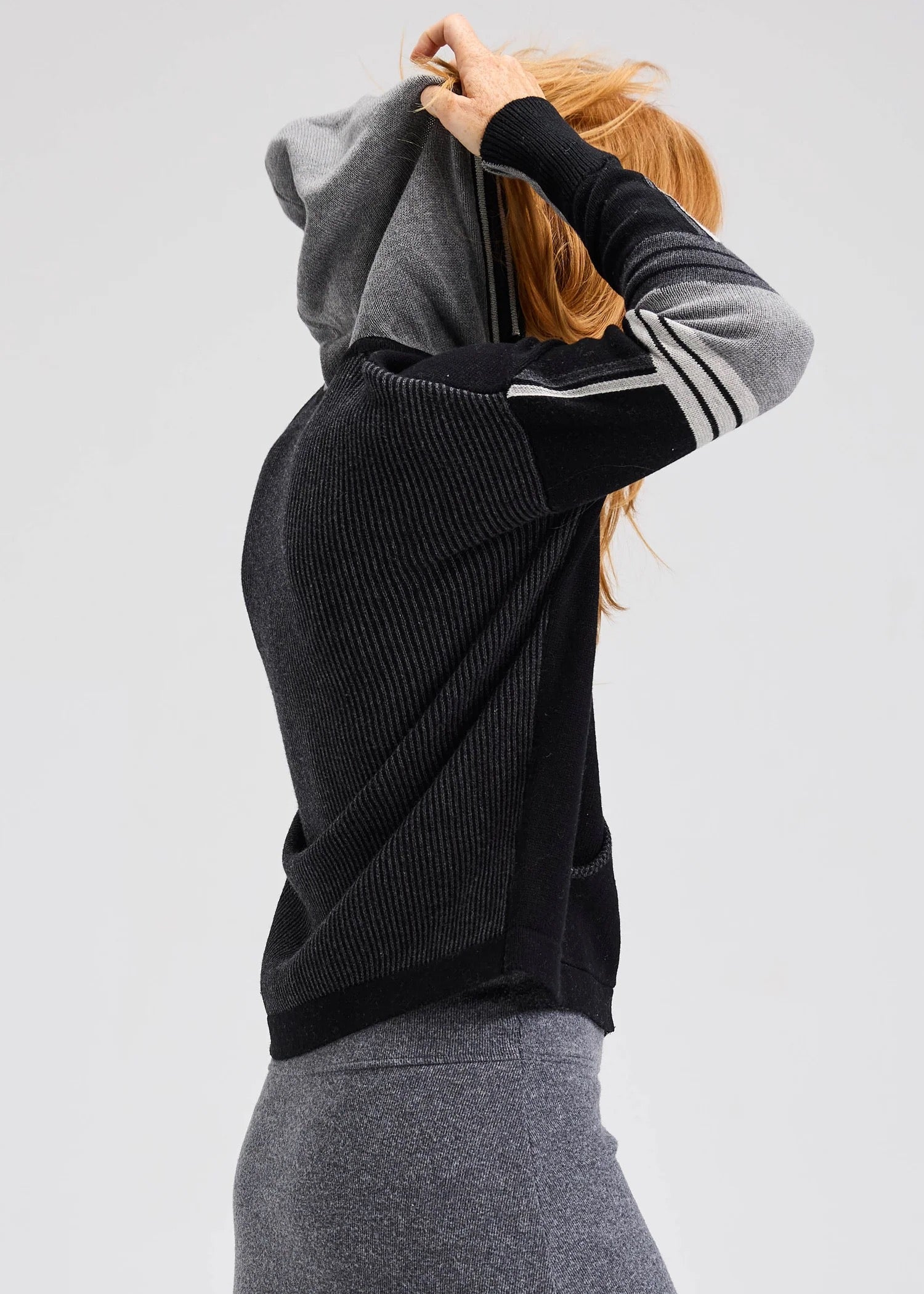 Womens Hoodie W Multi pattern Sleeve