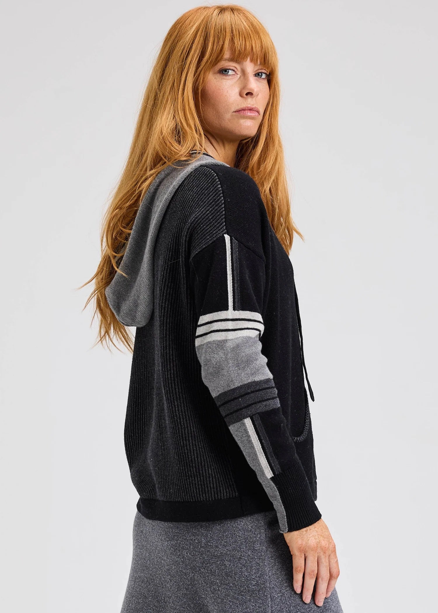 Womens Hoodie W Multi pattern Sleeve