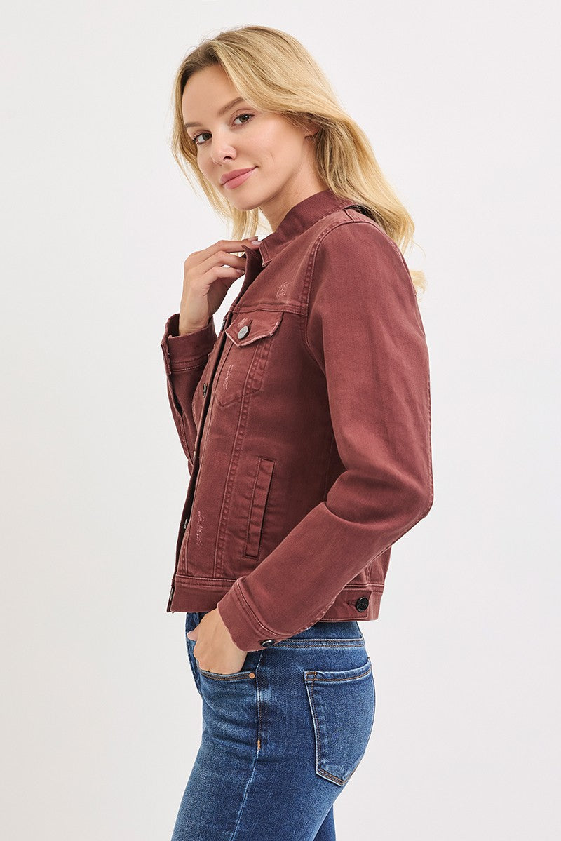 vintage washed jacket choco brown side