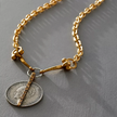 Gold Crystal Bar & Wilhelmina Coin Horsebit Necklace | 18-20
