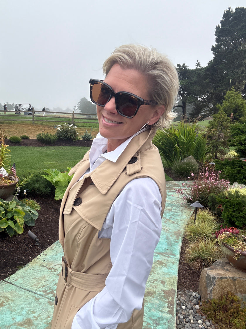 Sleeveless Double-Breasted Trench Vest