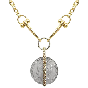 Gold Crystal Bar Wilhelmina Horse Bit Necklace | 16-18