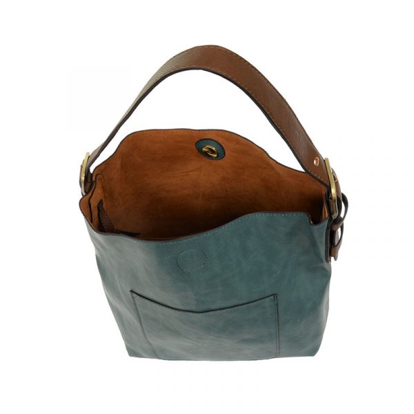Joy Hobo Handbag - Teal-ish & Coffee