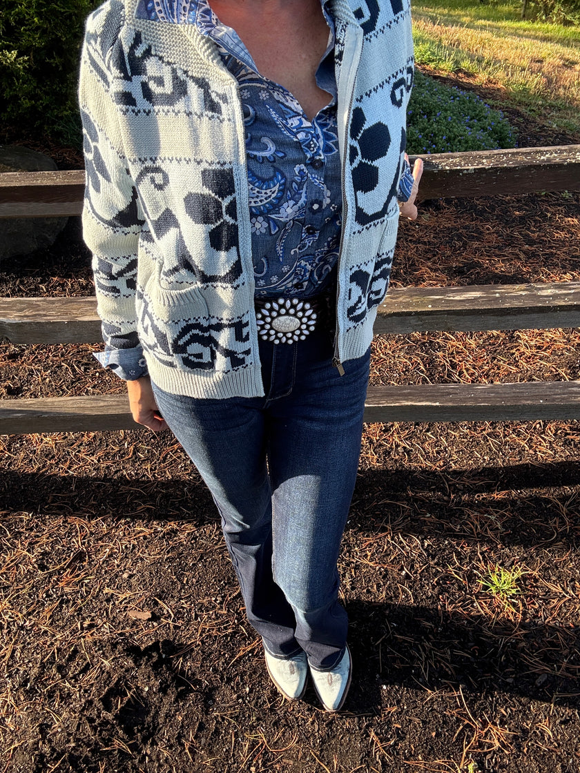 Fun Pattern Zip Cardigan