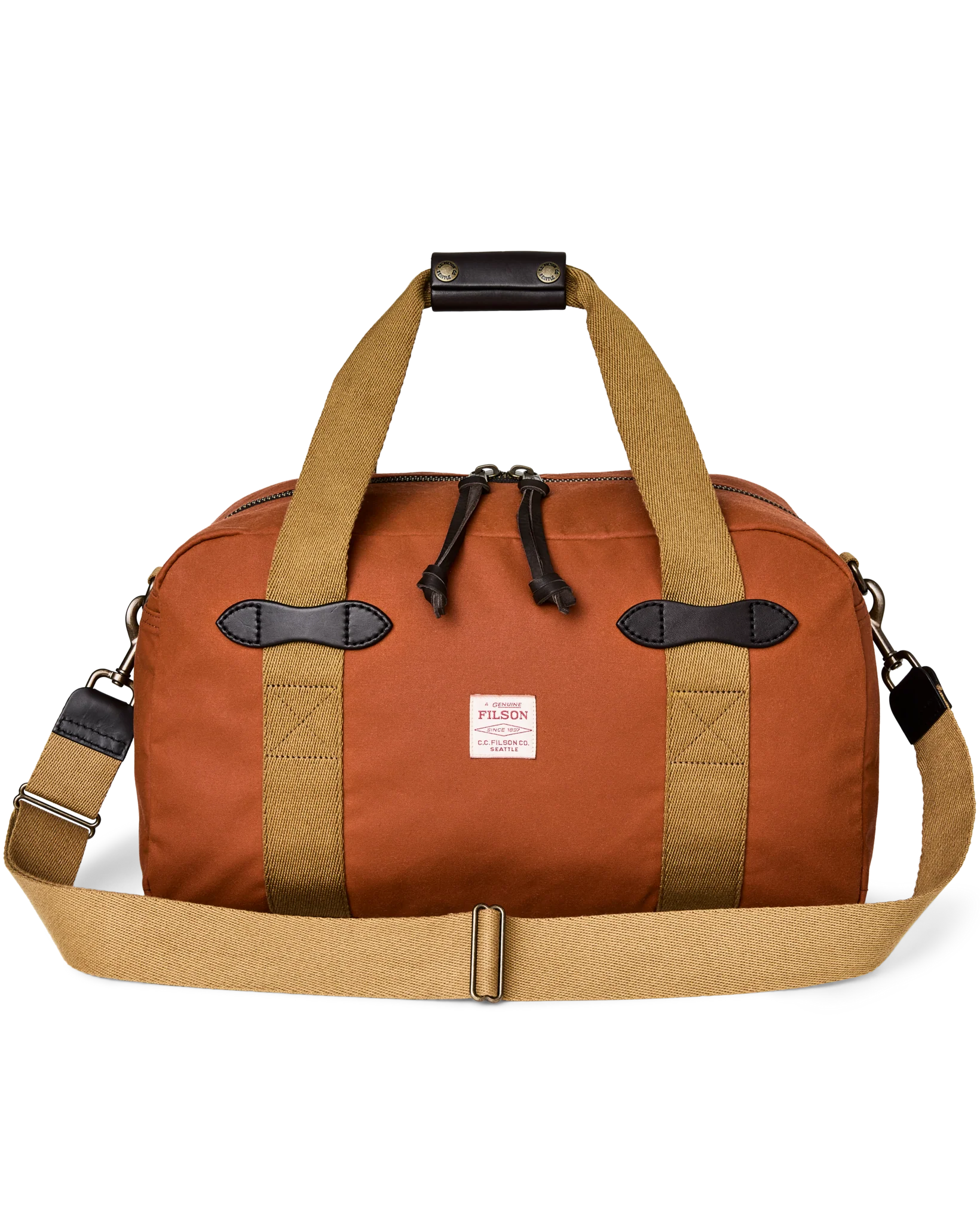 tin cloth small duffle bag rust front