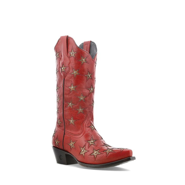 Black Star Women's Marfa Star Inlay Studded Boot red front