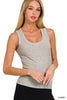 Ribbed Scoop Neck Tank Top heather grey