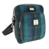 Scottish Tartan Harris Tweed Travel Bag - Blue with Turquoise Overcheck