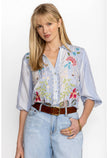 Johnny Was Emika Relaxed Smocked Shirt front