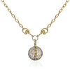 Gold Mini Crystal Bar & Wilhelmina Coin Horsebit Necklace | 16-18