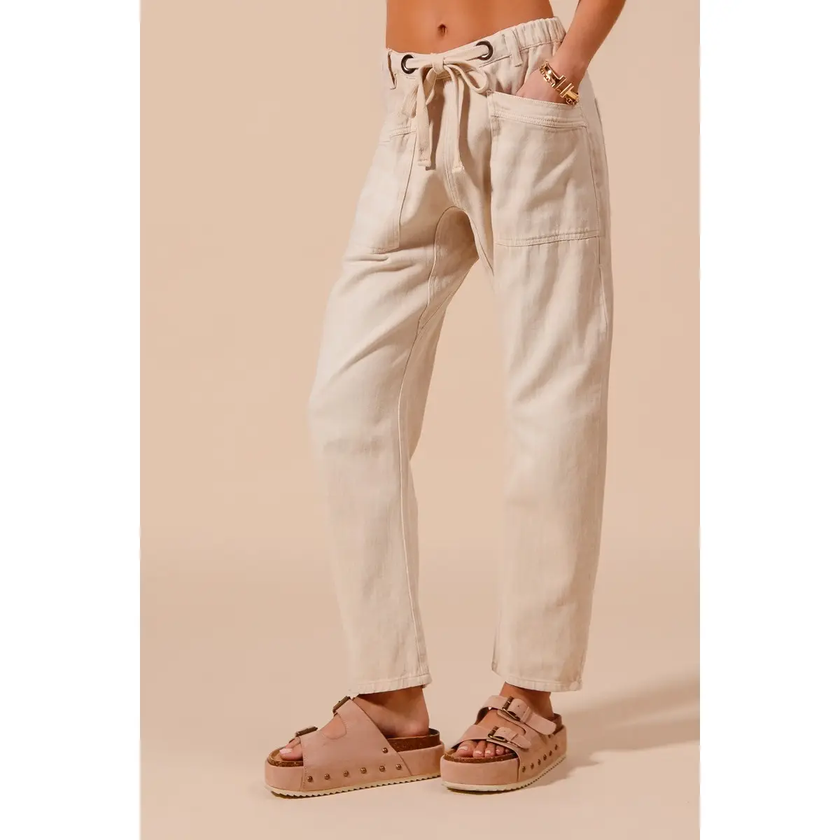 Vintage Washed Slim Barrel Pants with Front