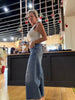 High Rise Wide Leg Crop W Back Lace Detail