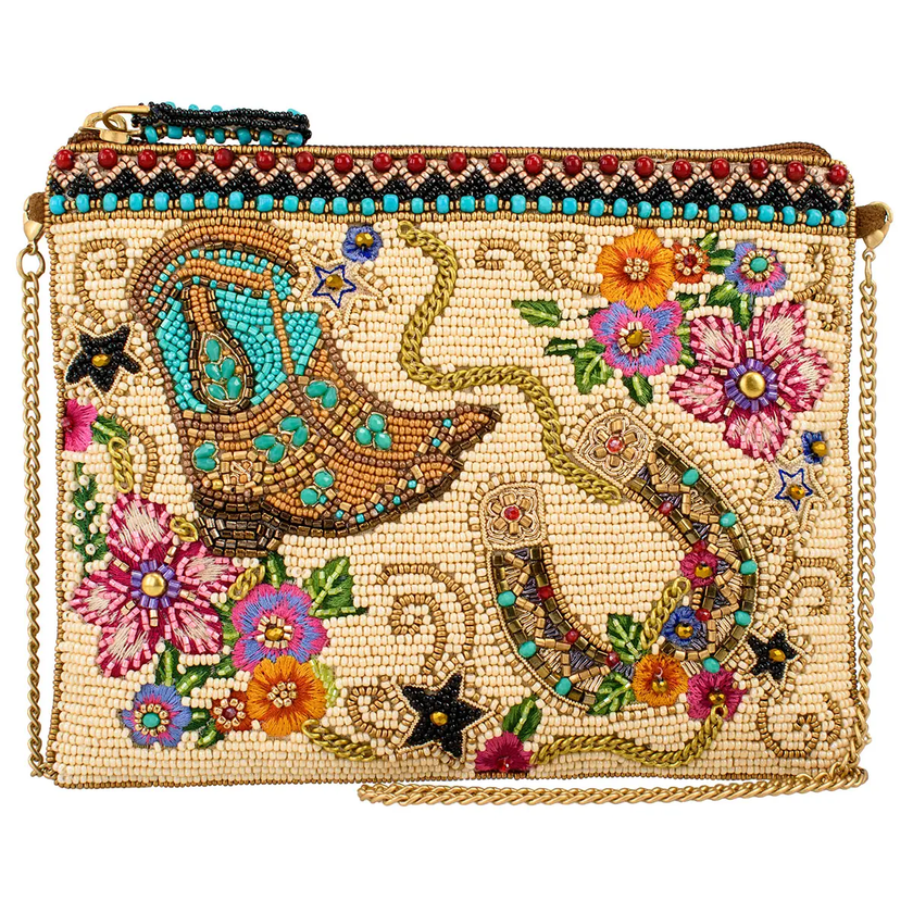 On The Range Western Boots and Horseshoe Ivory Beaded Mini close