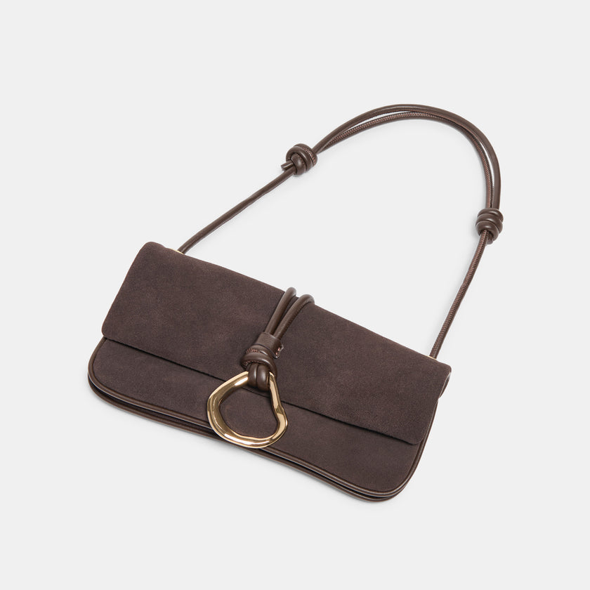 Balen Suede Shoulder Bag | Chocolate bottom/front