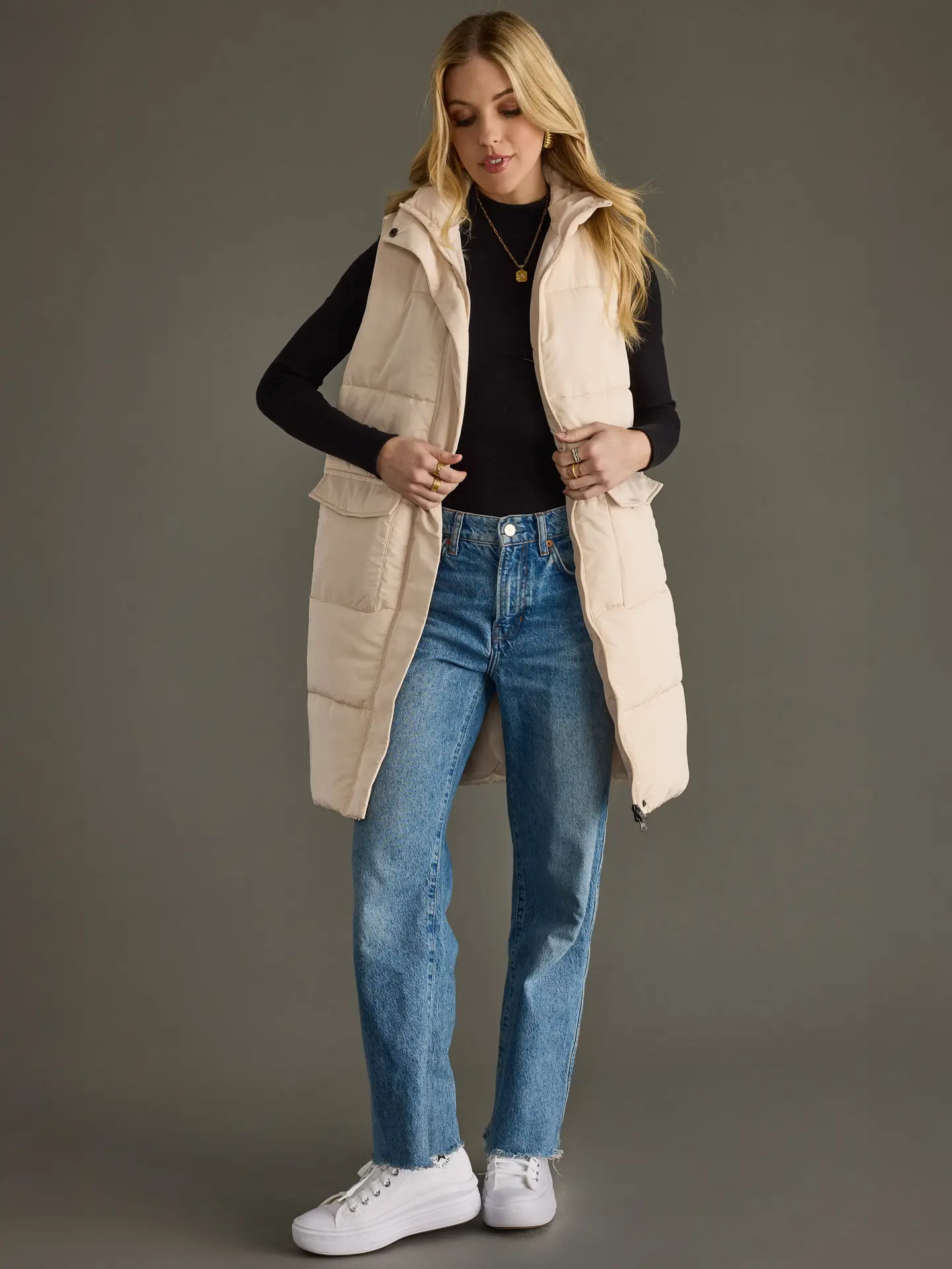 Cream Long Vest