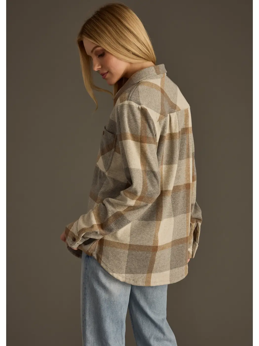 Gray & Mocha Plaid Button Up